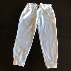 Girls polo white linen pants with pockets